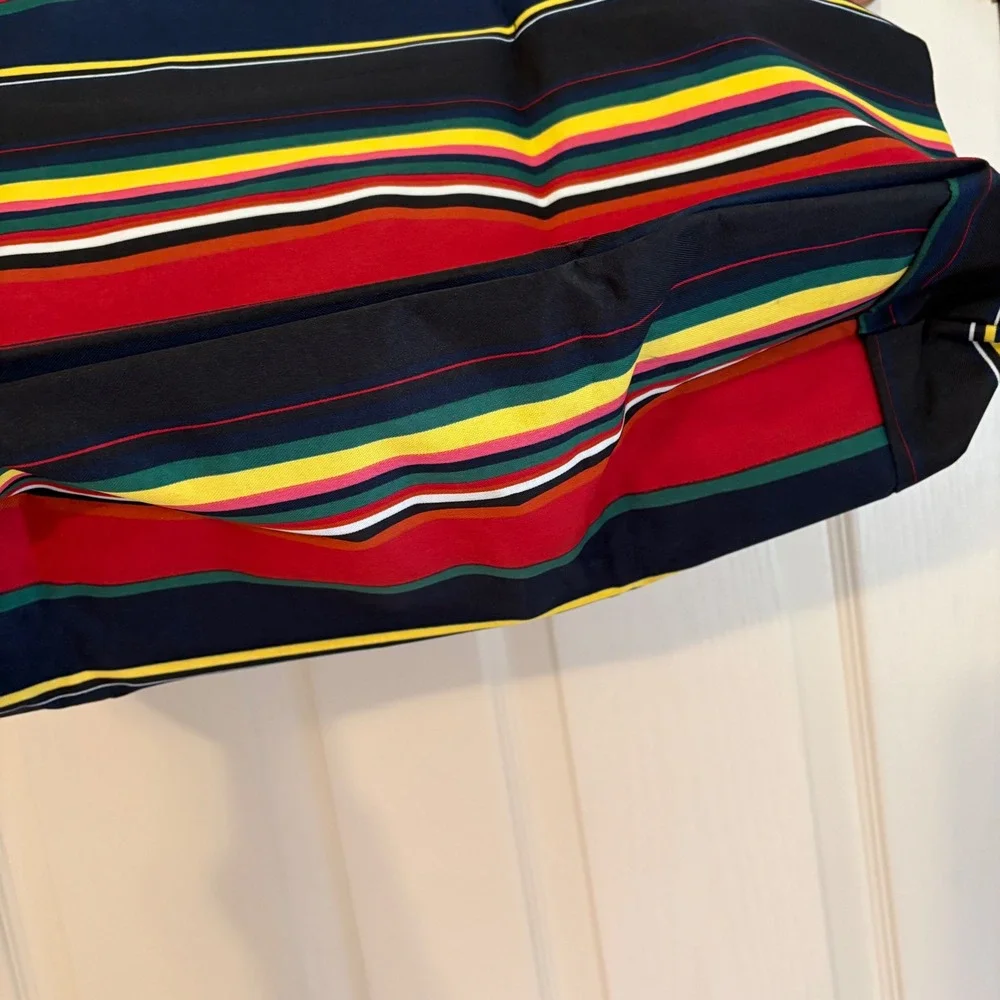 Foldable Travel Large Tote Bag Colorful‎ Striped Nylon Leather Trim